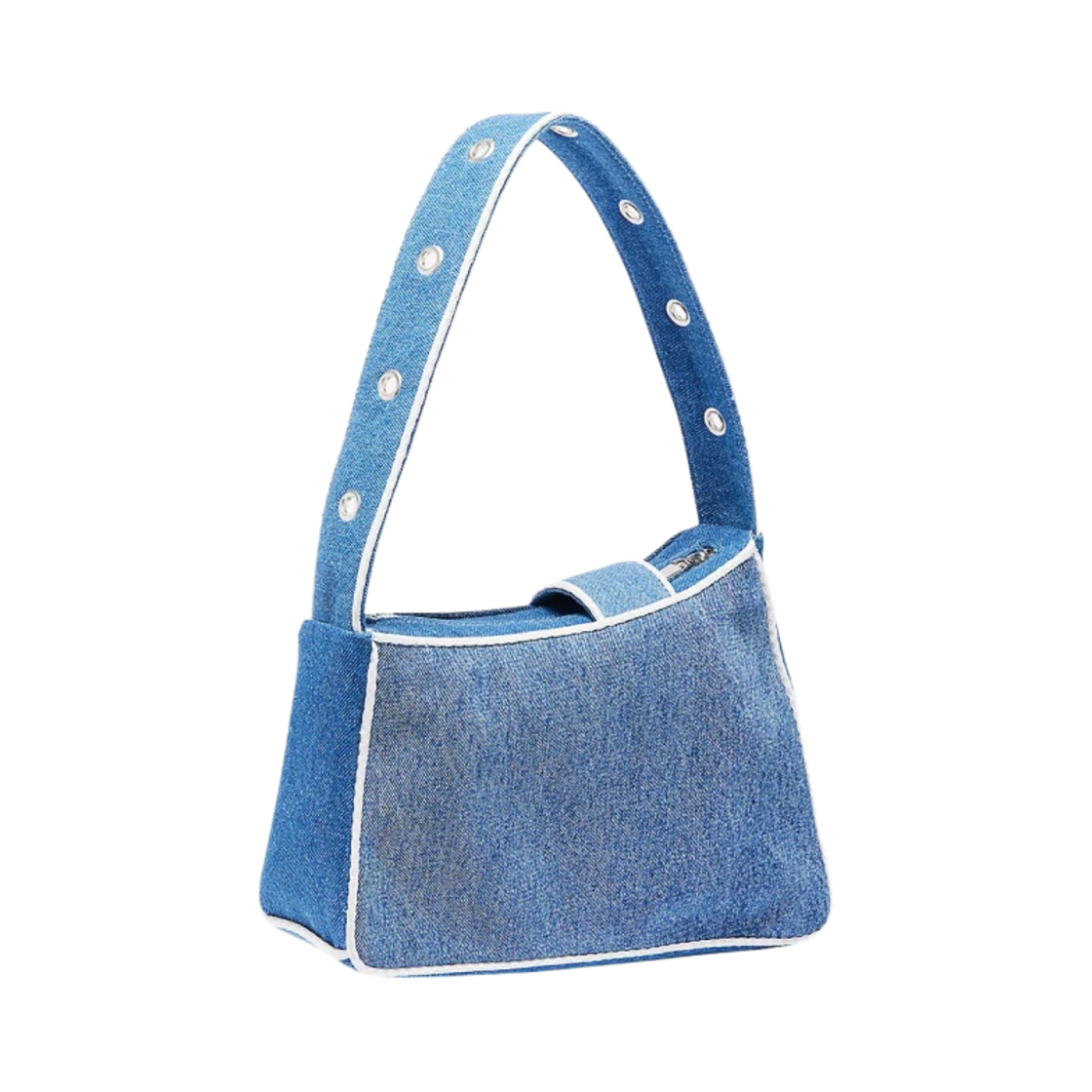 안쿠타 사르카 새들 버클 리사이클 데님 숄더백 블루 화이트 - 셀프리지 한정(Ancuta Sarca Saddle Buckle Recycled Denim Shoulder Bag Blue White -Selfridges Exclusive) - 2