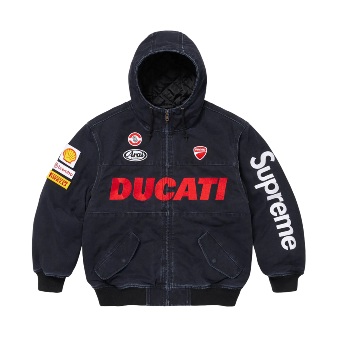 슈프림 x 두카티 후드 레이싱 자켓 블랙 - 24SS(Supreme x Ducati Hooded Racing Jacket Black - 24SS)