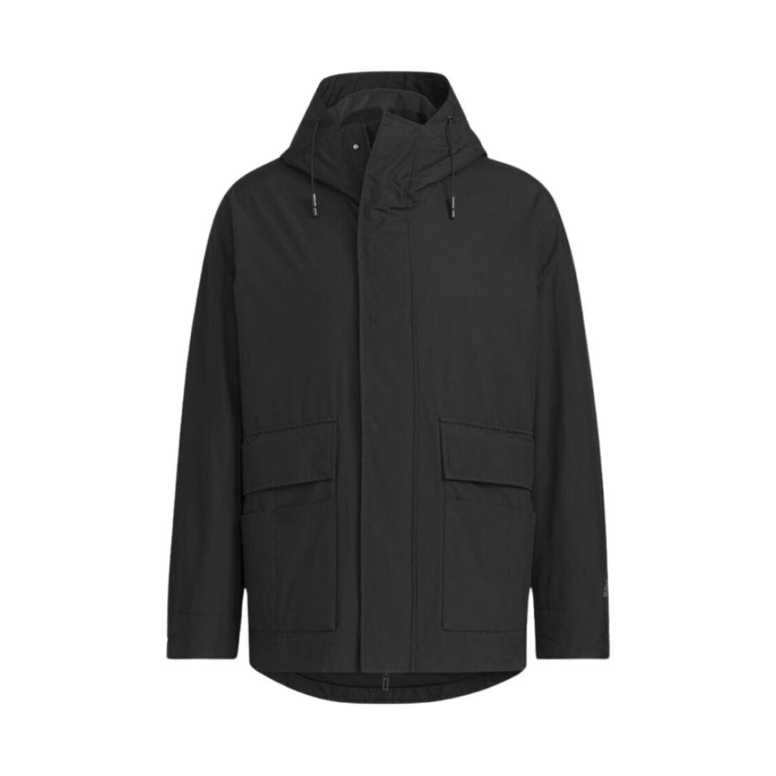 JG8509 Adidas Loose Fit Small Logo Fleece Woven Hood Jacket Black - KR Sizing