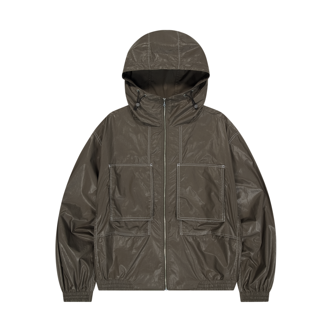 25Q1ODUJK04BR OFFGRID Unisex Cotton Crop Hood Jacket Brown