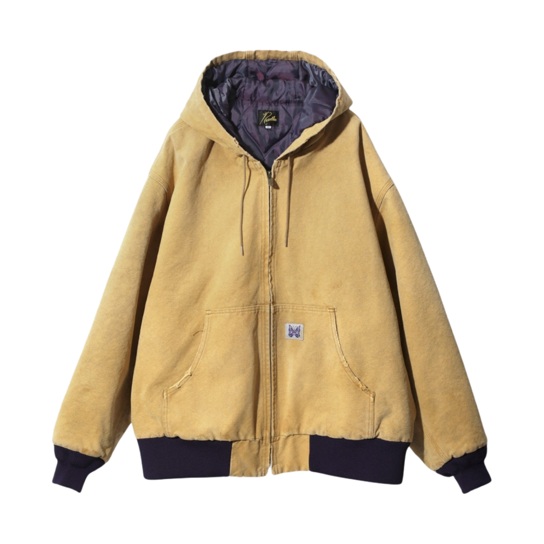NS158A Needles 16oz Cotton Canvas Zipped Worked Hoody Brown
