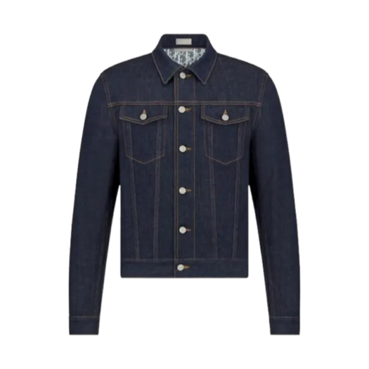 013D482J374X-C580 Dior Oblique Raw Cotton Denim Jacket Blue