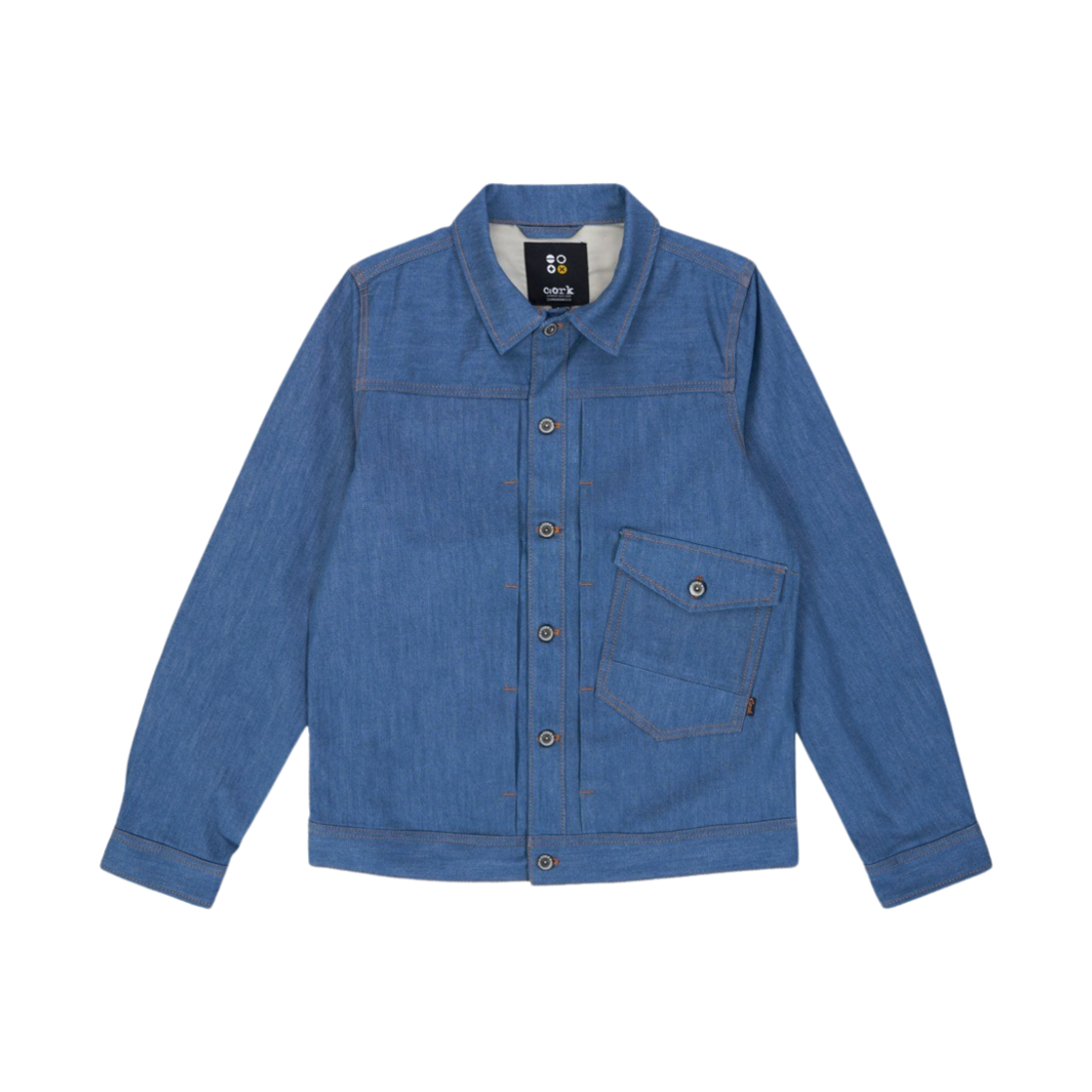 02CKJK01 Ryul+Wai: Denim Selvedge One Pocket Jacket Blue