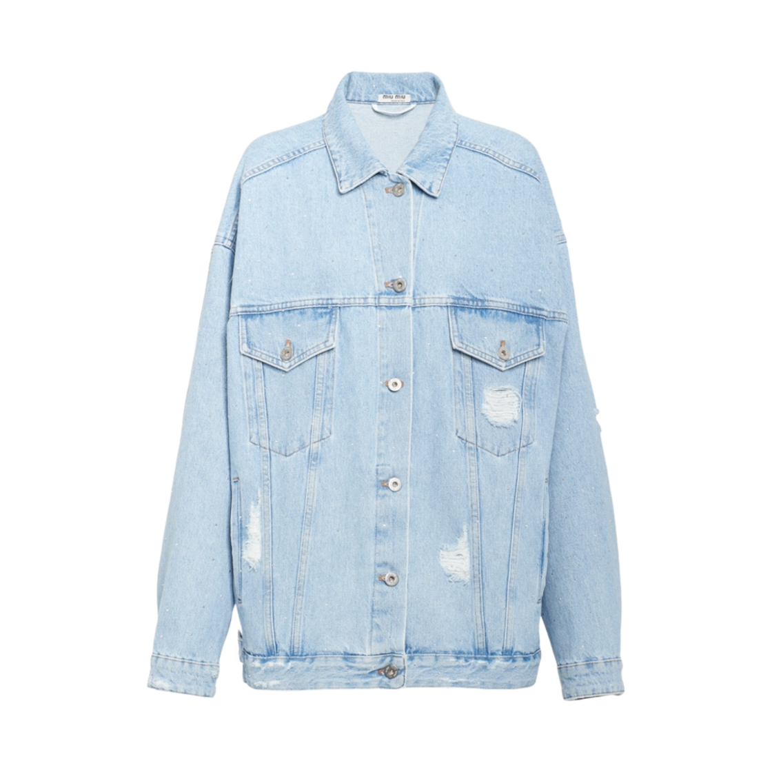 (W) 미우 미우 데님 블루종 자켓 블루((W) Miu Miu Denim Blouson Jacket Blue) - 1