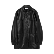 Millo Women Vegan Leather Car Coat Black