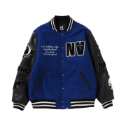 BAPE x Neighborhood Varsity Jacket Blue Black - Neighborhood Exclusive