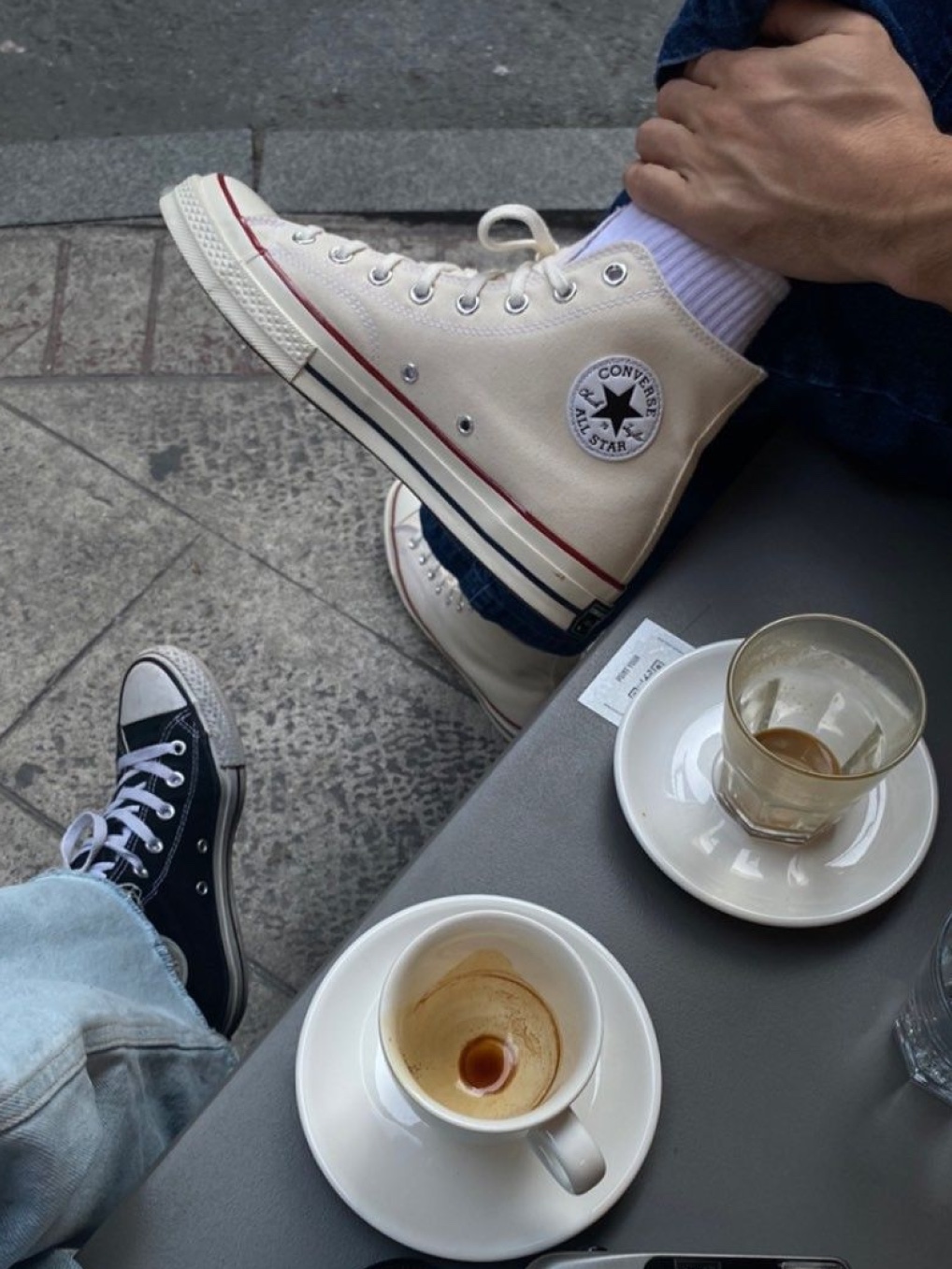 Converse Chuck 70 High Parchment, Converse x Play Comme des Garcons Chuck 70 Hi Blue Quartz 착용 스타일 - 2