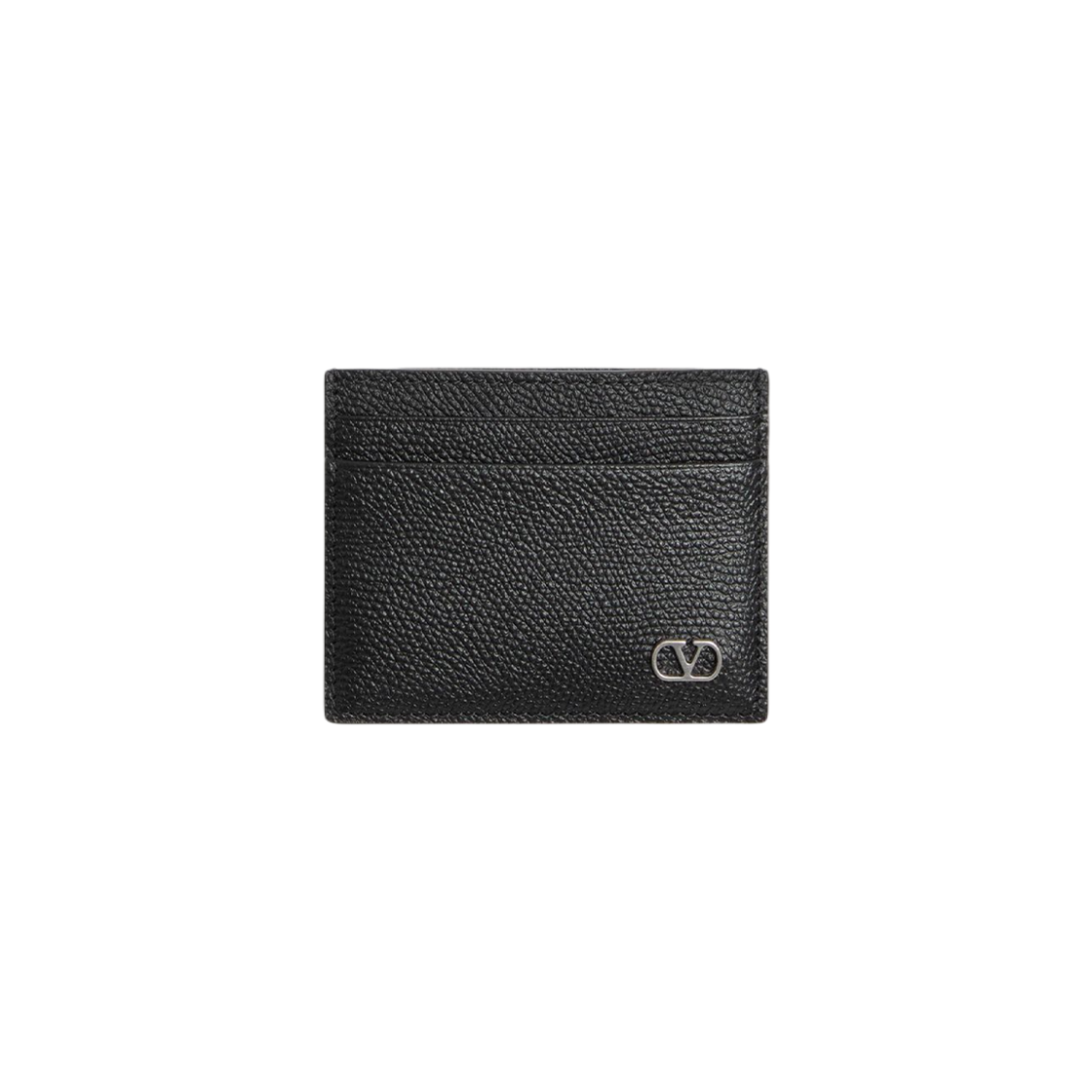 P0AP4UAG0NO Valentino Vlogo Signature Grainy Calfskin Card Holder Black