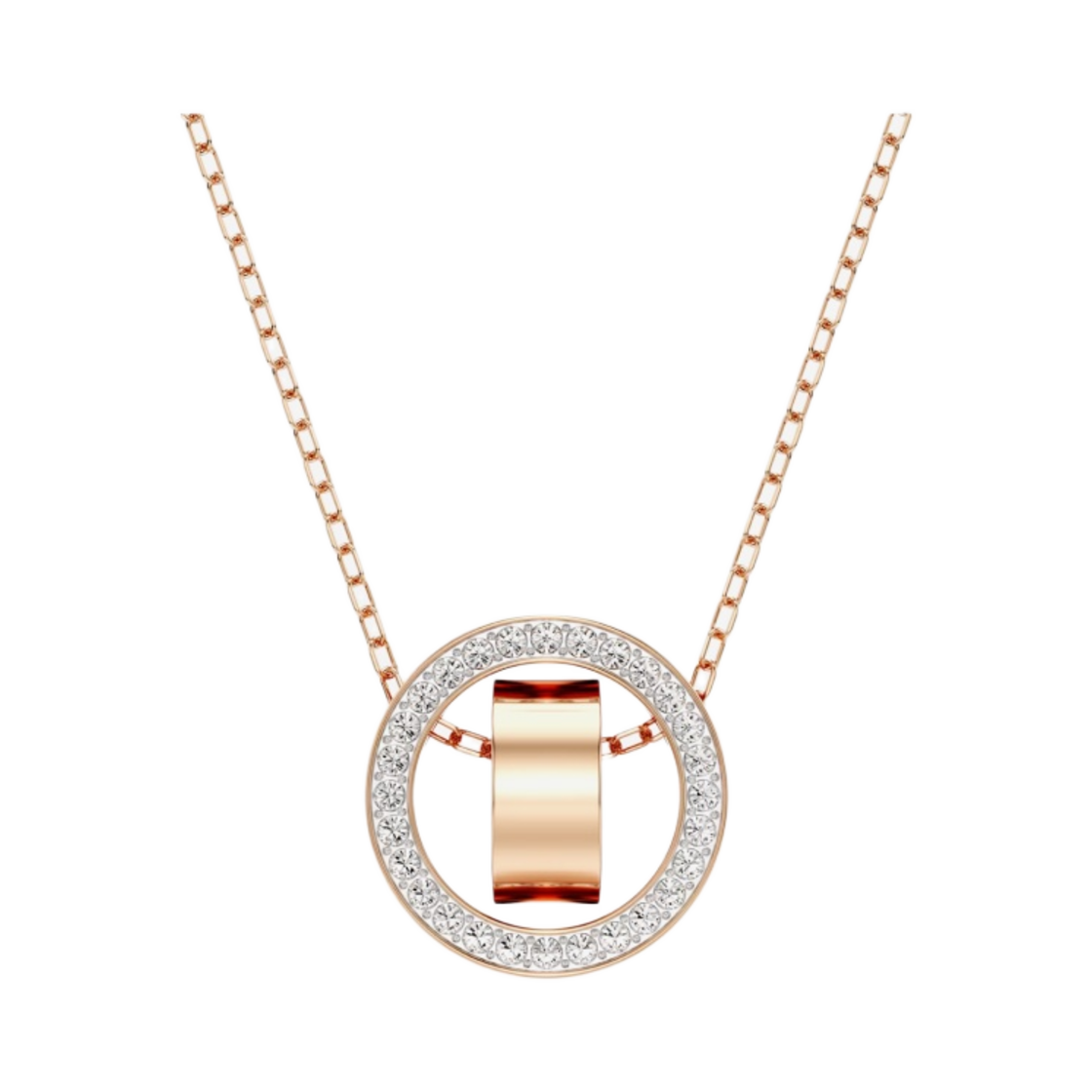 (W) 스와로브스키 할로우 팬던트 화이트 로즈 골드 플래팅((W) Swarovski Hollow Pendant White Rose Gold Plated) - 2