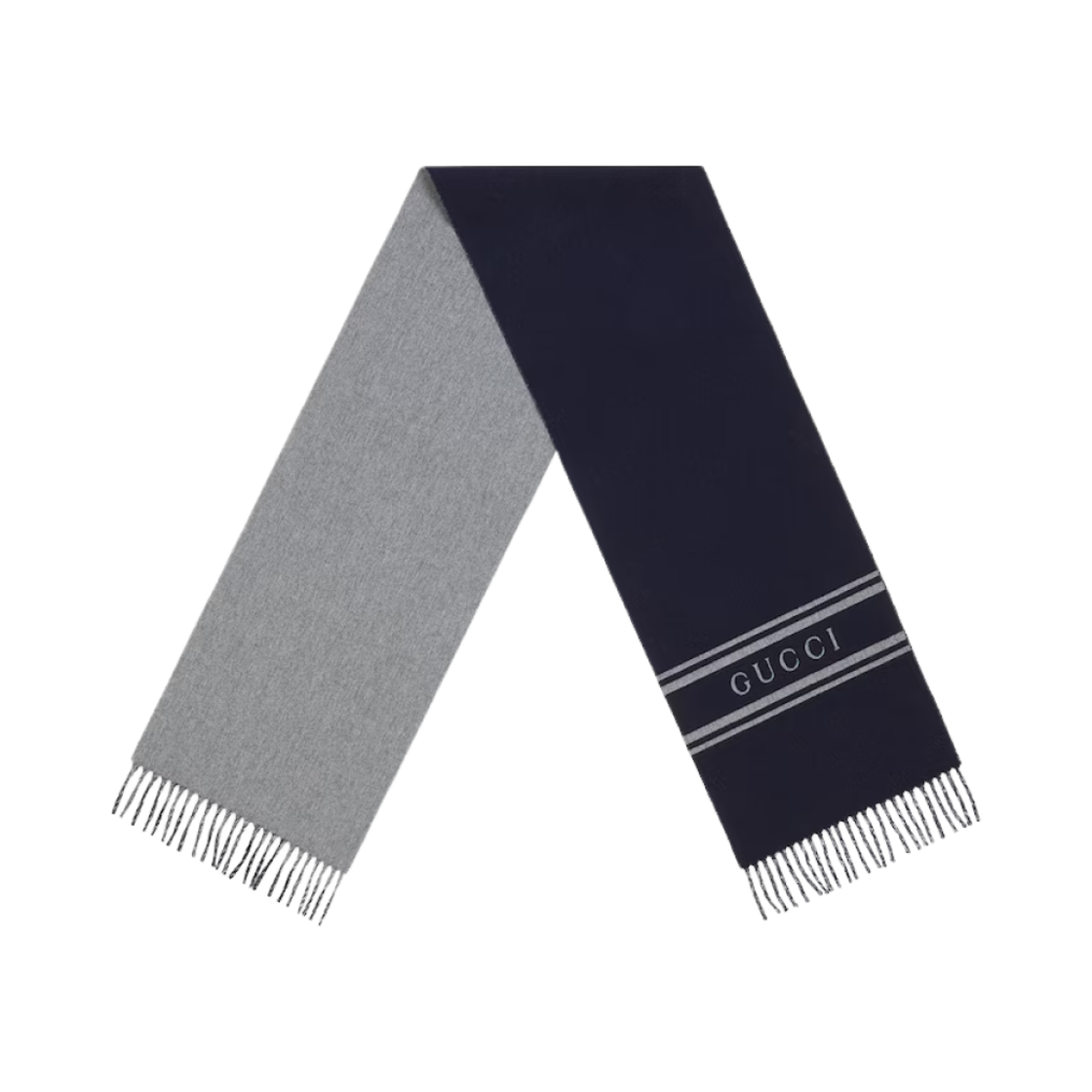 795304-4GA17-4162 Gucci Logo Wool Cashmere Scarf Navy
