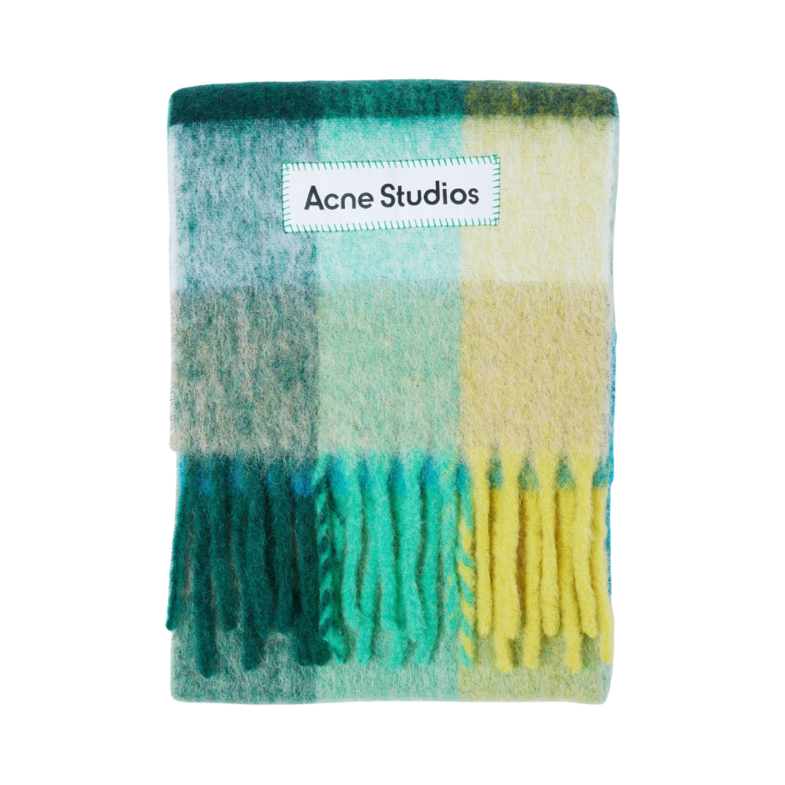 아크네 스튜디오 모헤어 체크 머플러 제이드 그린 옐로우(Acne Studios Mohair Check Muffler Jade Green Yellow)