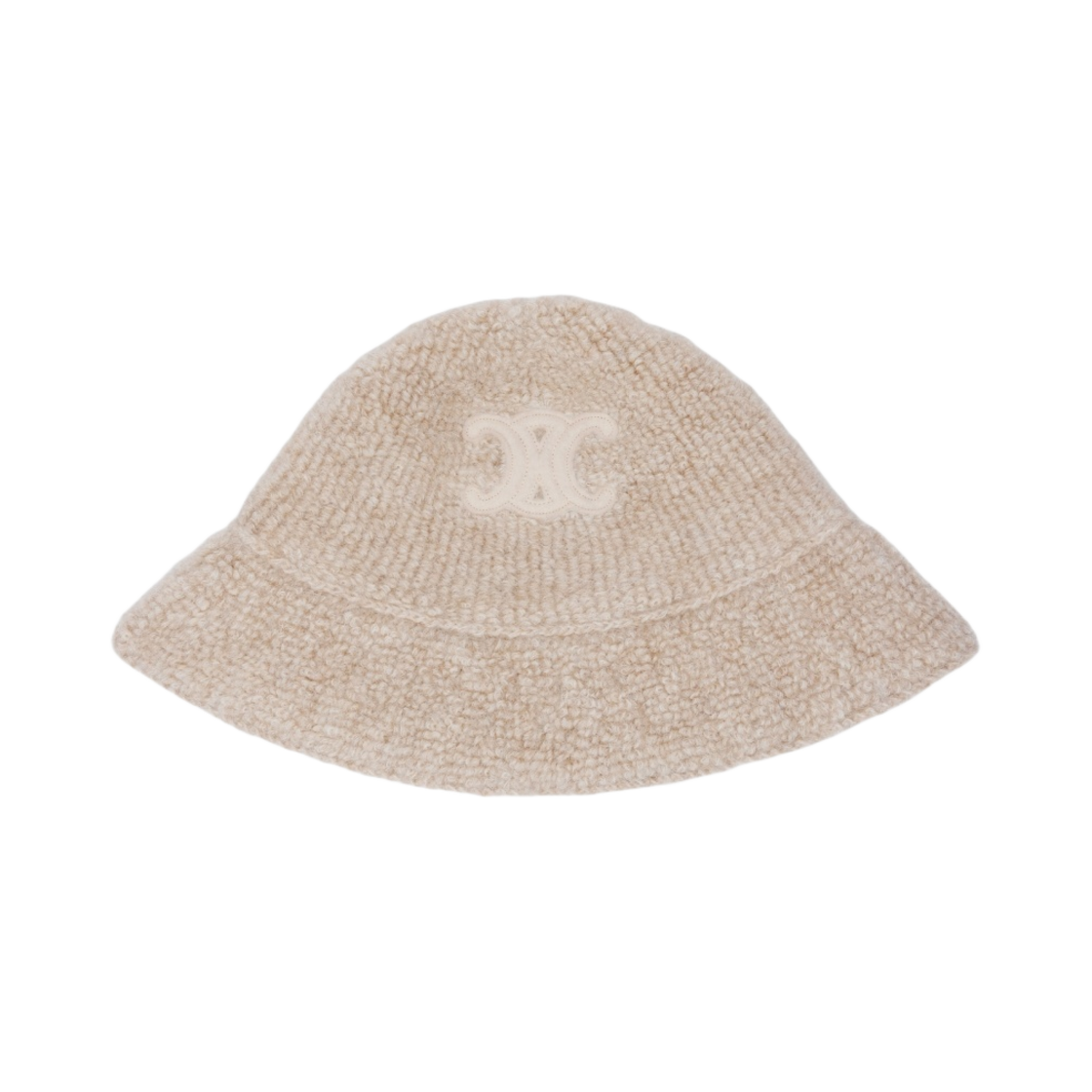2A58Z245P-02OQ (W) Celine Alpaca Wool Triomphe Cloche Bucket Hat Oatmeal