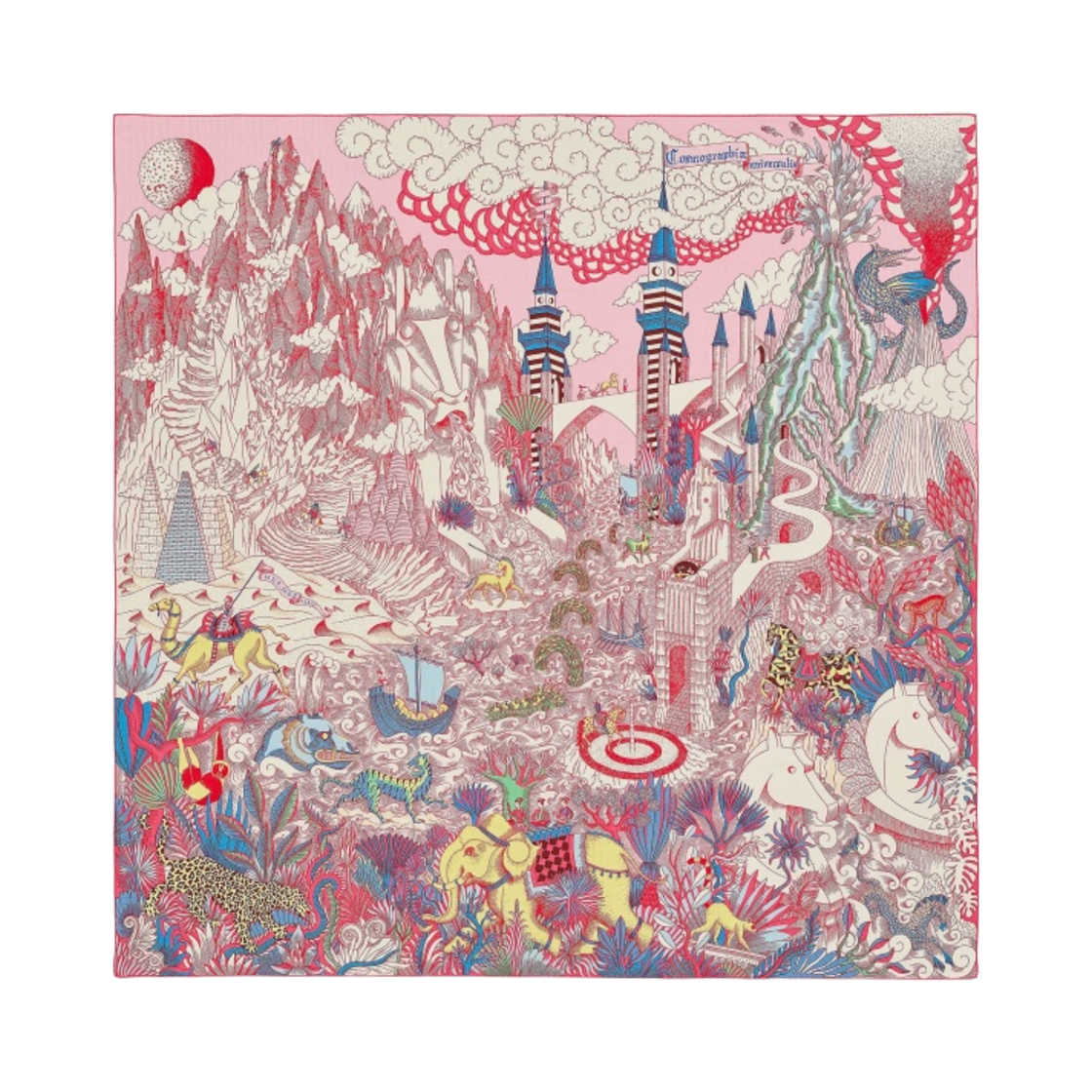 (W) 에르메스 코스모그라피아 유니버셜 숄 140 로즈 블랑 블루((W) Hermes Cosmographia Universalis Shawl 140 Rose Blanc Bleu) - 1