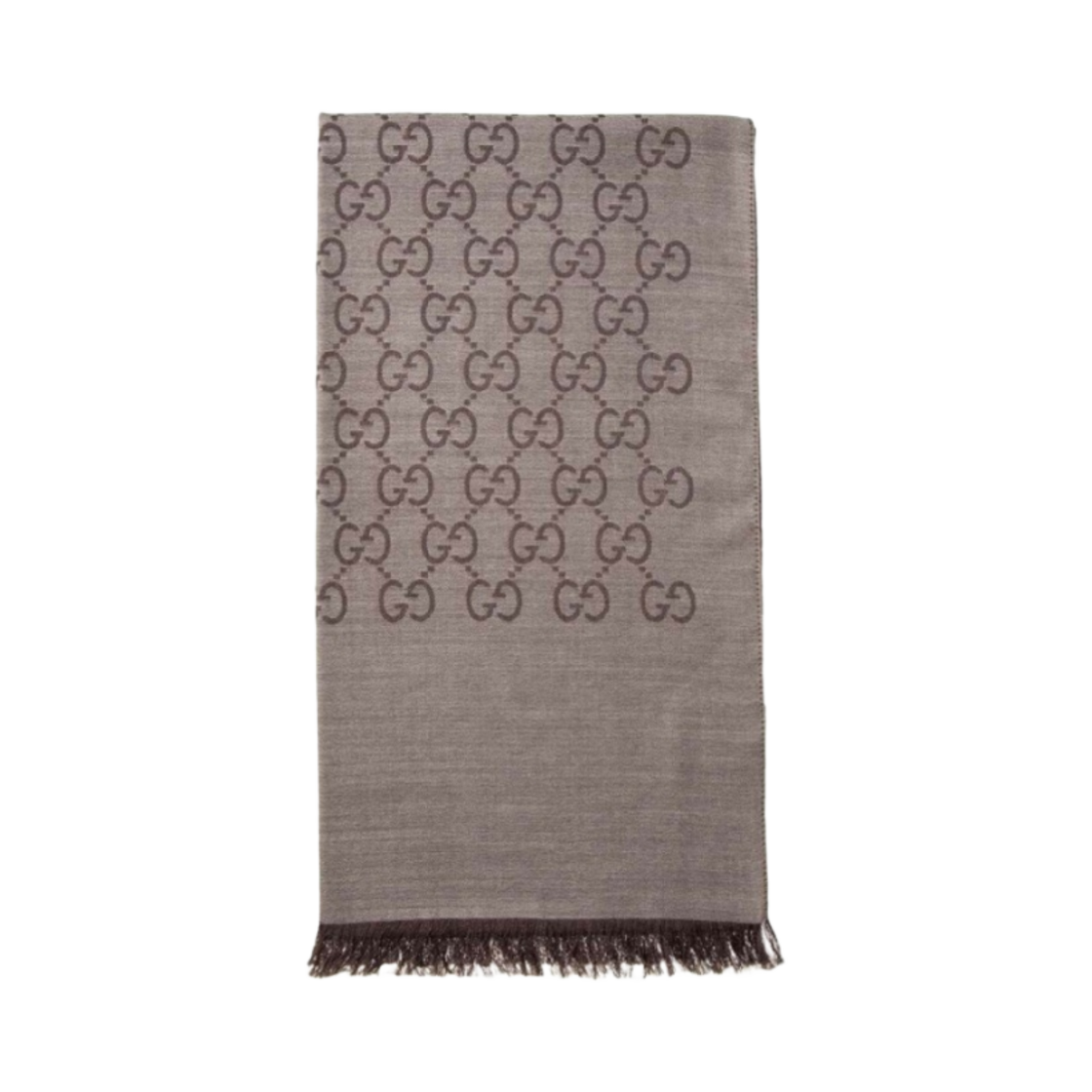 (W) 구찌 GG 울 실크 자카드 스카프 다크 브라운((W) Gucci GG Wool Silk Jacquard Scarf Dark Brown)