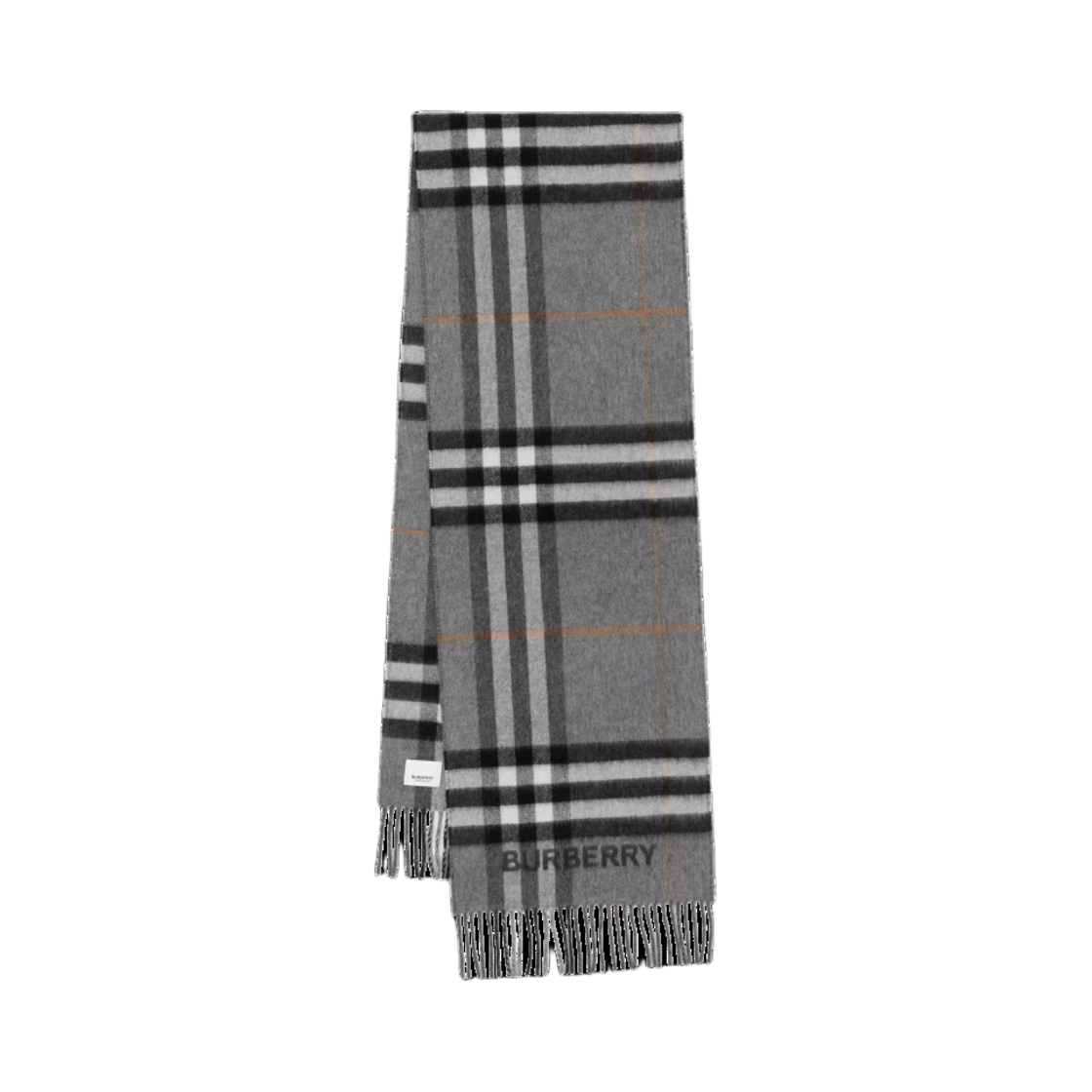 8059277 Burberry Contrast Check Cashmere Muffler Grey Charcoal