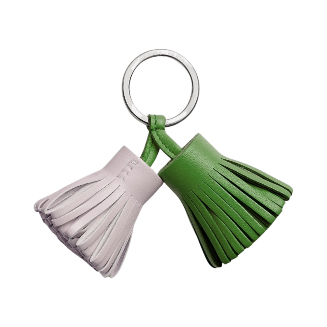 H077895CJCM Hermes Carmen Uno-Dos Keyring Milo & Vert Yucca Mauve Pale