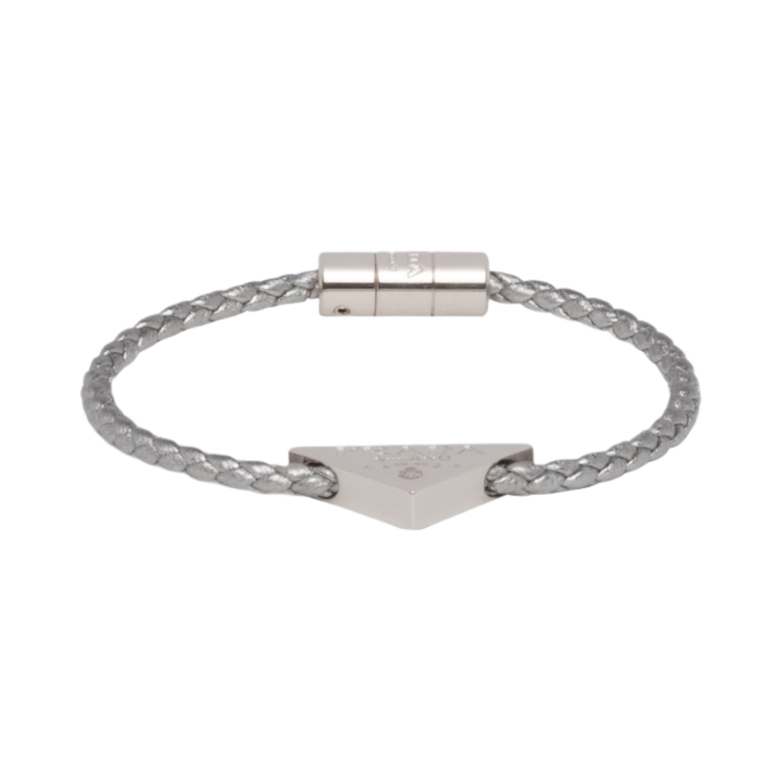 (W) 프라다 브레이디드 나파 레더 브레이슬릿 크롬((W) Prada Braided Nappa Leather Bracelet Chrome) - 1