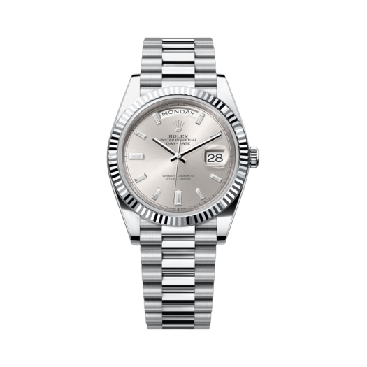 Rolex Day-Date 40mm 228236 Silver Diamond-Set Platinum Oyster
