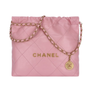 Chanel 22 Small Handbag Shiny Calfskin & Gold Light Pink