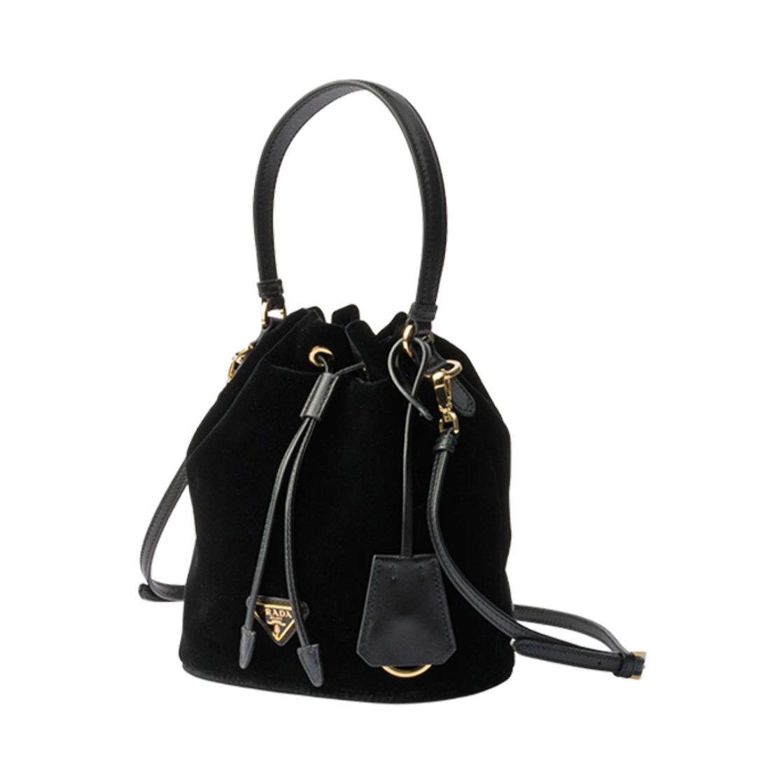 프라다 벨벳 미니 백 나파 레더 디테일 블랙(Prada Velvet Mini-Bag with Nappa Leather Details Black) - 3