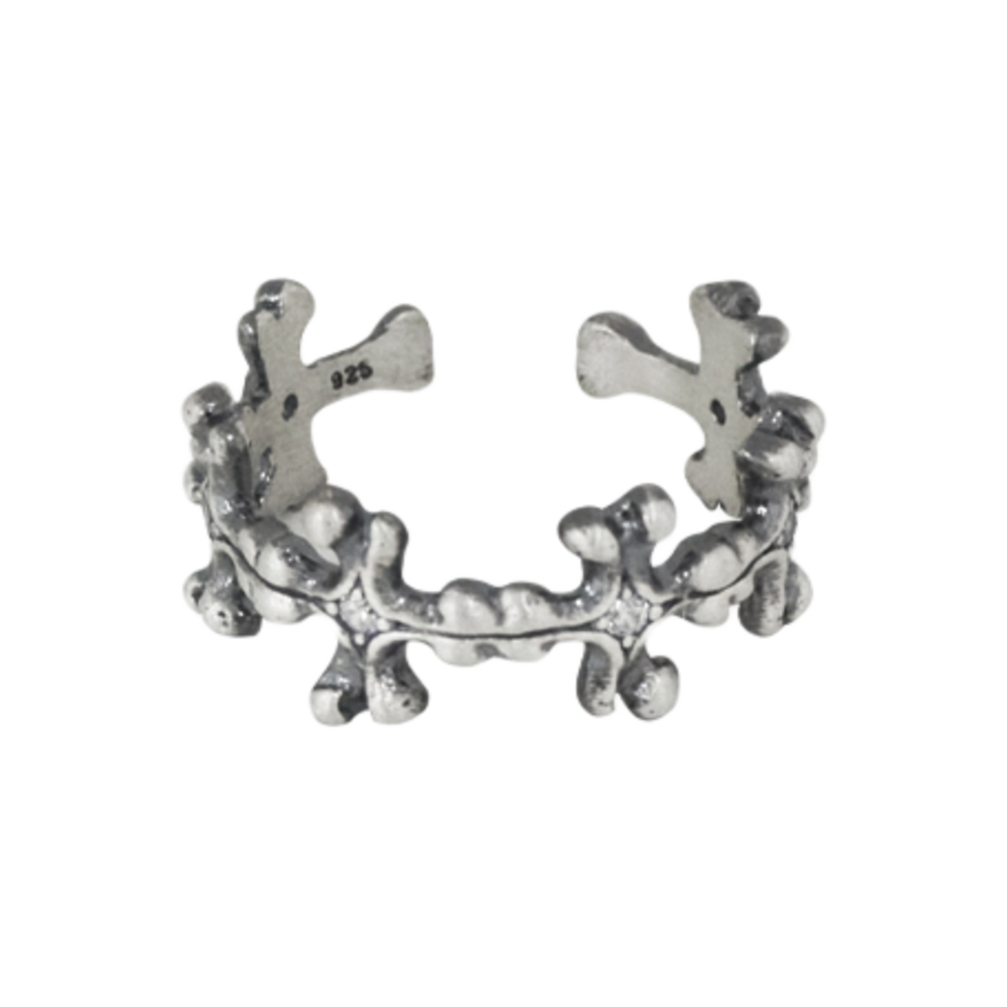 [프리오더] 폴리테루 925 실버 링 004 플로럴 크로스 본([프리오더] Polyteru 925 Silver Ring 004 Floral Cross Bone)