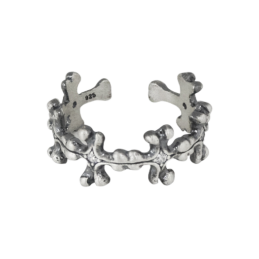 PL5PJE3501 [프리오더] Polyteru 925 Silver Ring 004 Floral Cross Bone