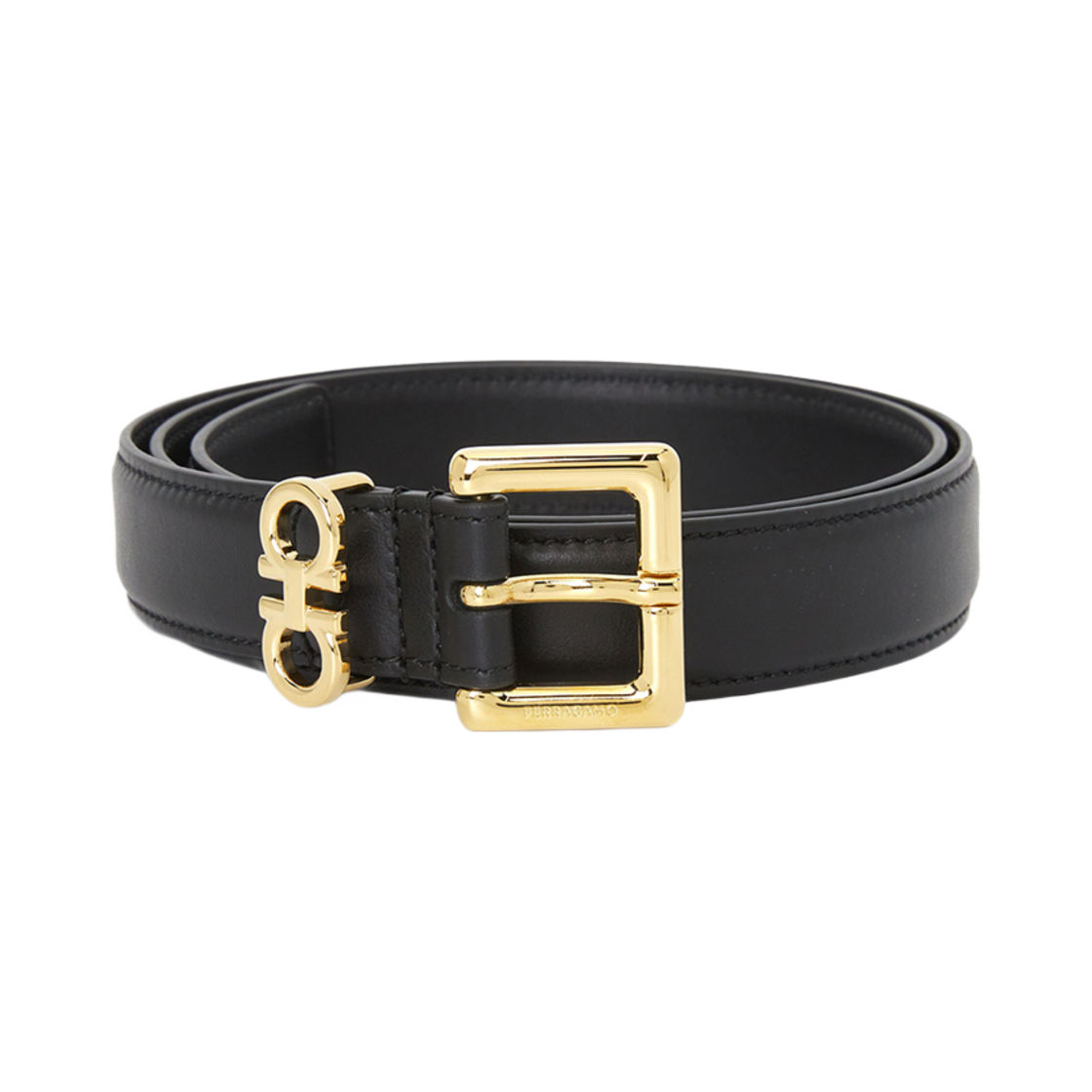 [15% 쿠폰] (W) 페라가모 더블 간치니 픽스드 벨트 블랙([15% 쿠폰] (W) Ferragamo Double Gancini Fixed Belt Black)