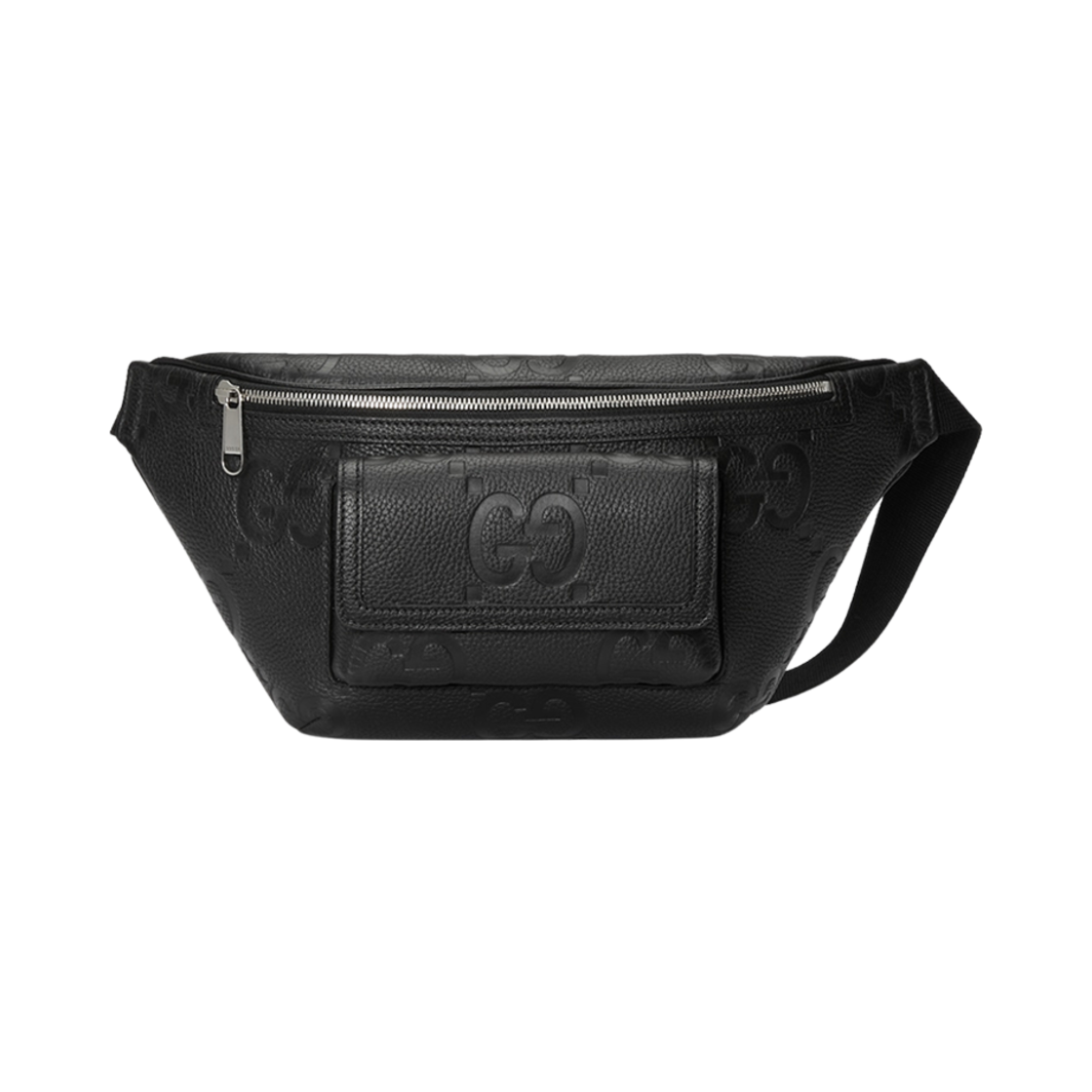 645093-AABY7-1000 Gucci Jumbo GG Belt Bag Black Leather