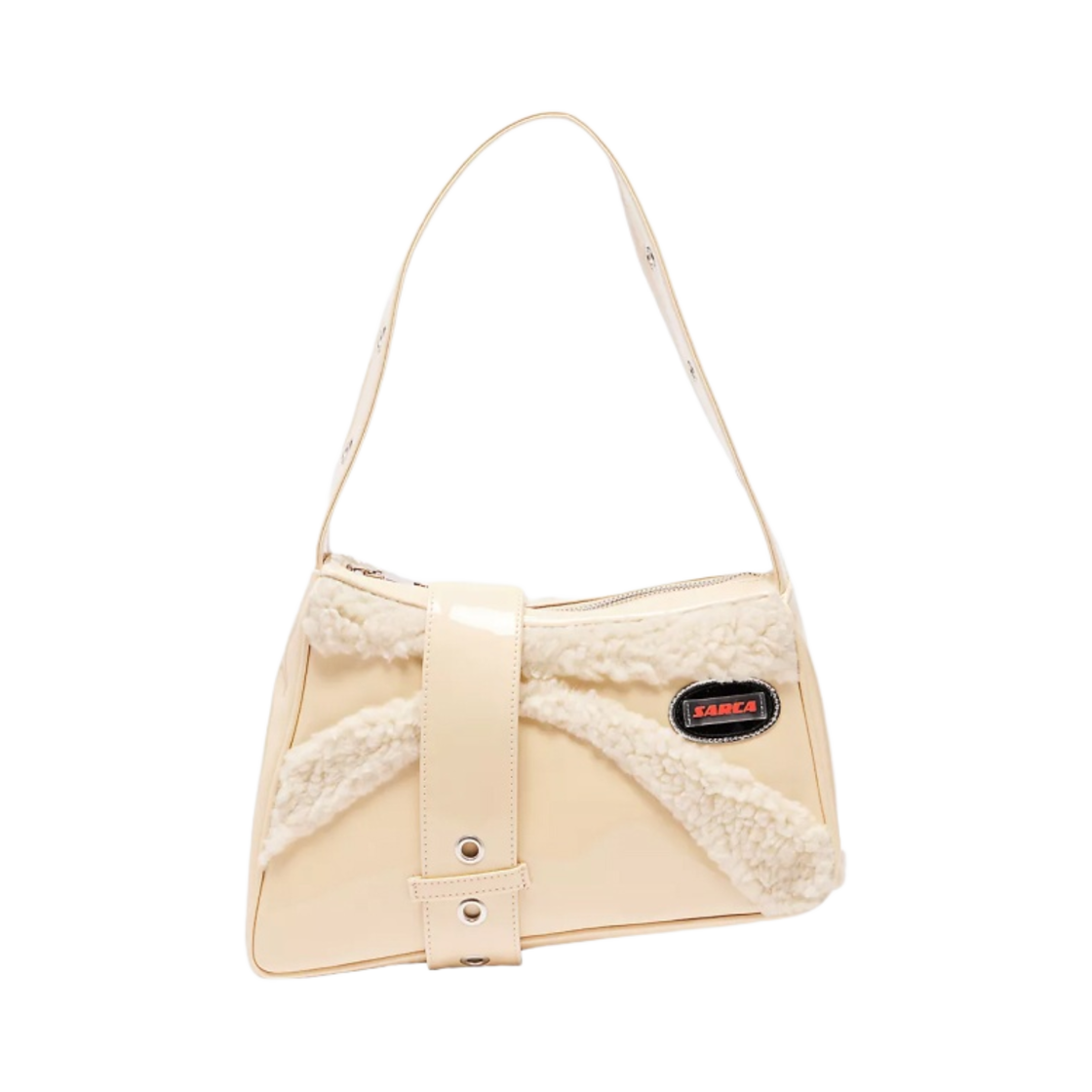 안쿠타 사르카 새들 버클 우븐 블렌드 숄더백 베이지 - 셀프리지 한정(Ancuta Sarca Saddle Buckle Woven Blend Shoulder Bag Beige -Selfridges Exclusive)