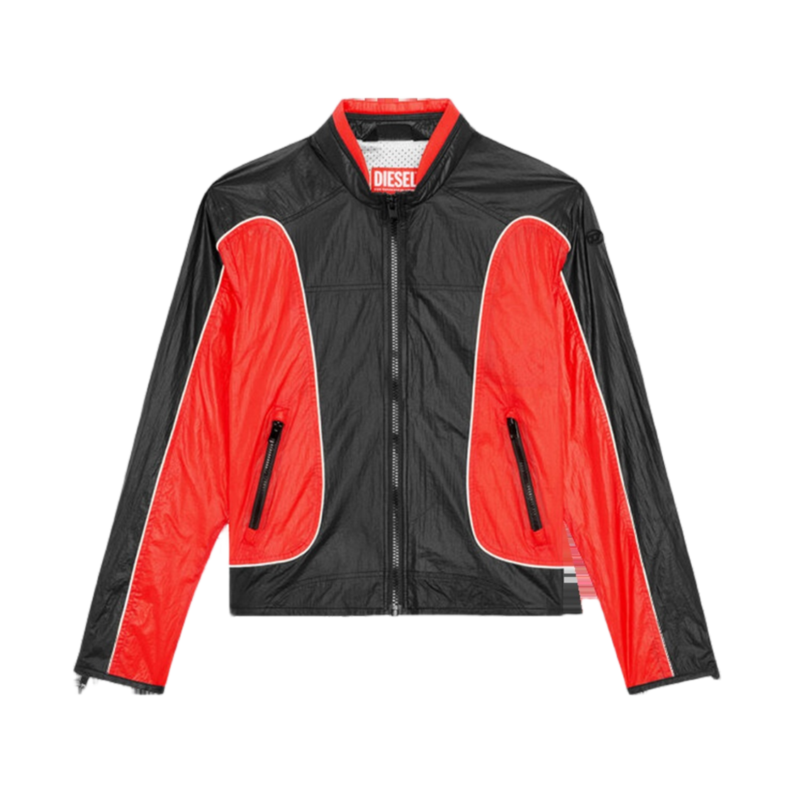 A106750HJAD-42A Diesel Nylon Jacket with Contrast Detailing Red Black