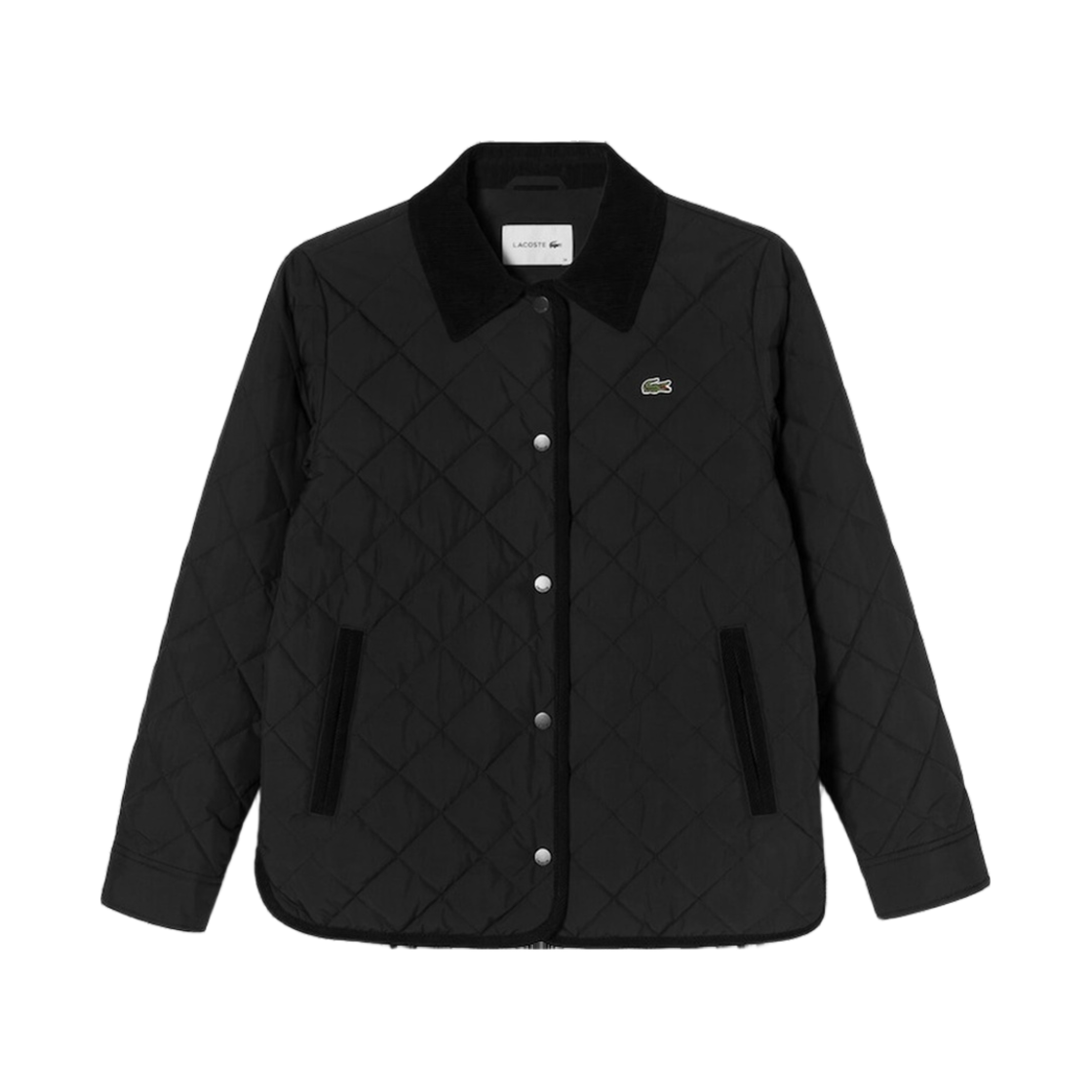 (W) 라코스테 코듀로이 칼라 퀼팅 점퍼 블랙
