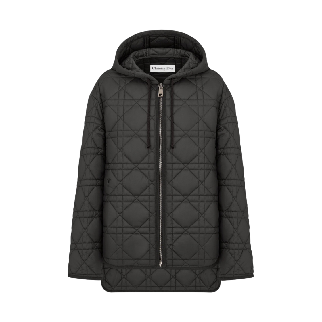 247C47A2827-X9000 (W) Dior Macrocannage Hooded Peacoat Quilted Technical Taffeta Black - 대표 이미지 #1