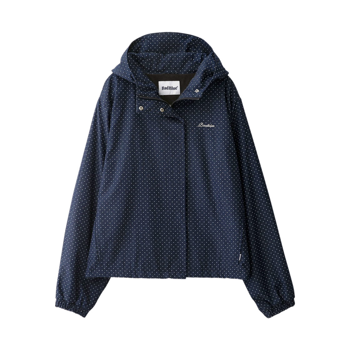 b2523 BadBlue Dot Denim Hoodie Jacket Deep Blue