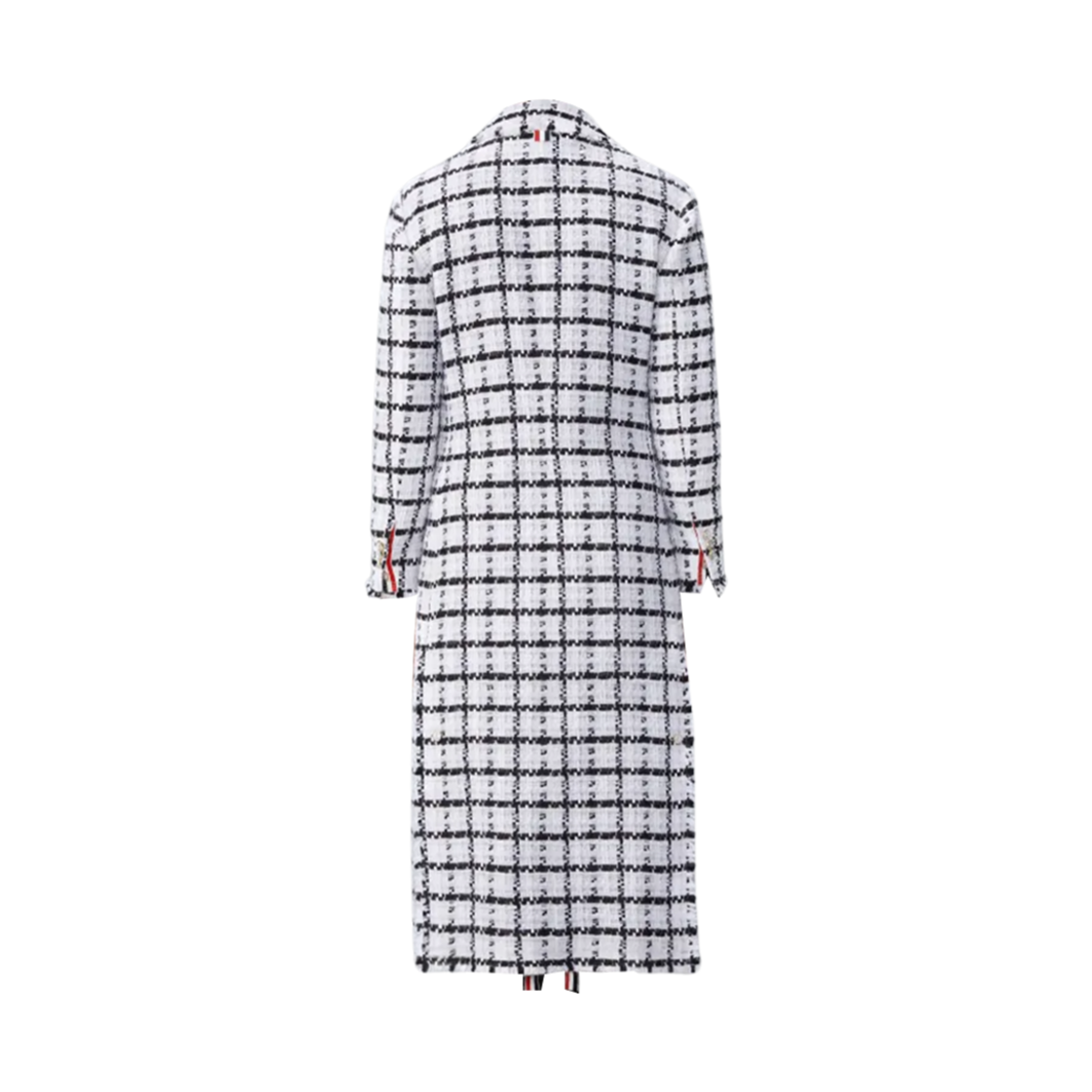(W) 톰브라운 윈도페인 체크 시폰 트위드 프레이 오버사이즈 체스터필드 코트 화이트((W) Thom Browne Windowpane Check Chiffon Tweed Fray Oversized Chesterfield Coat White) - 2