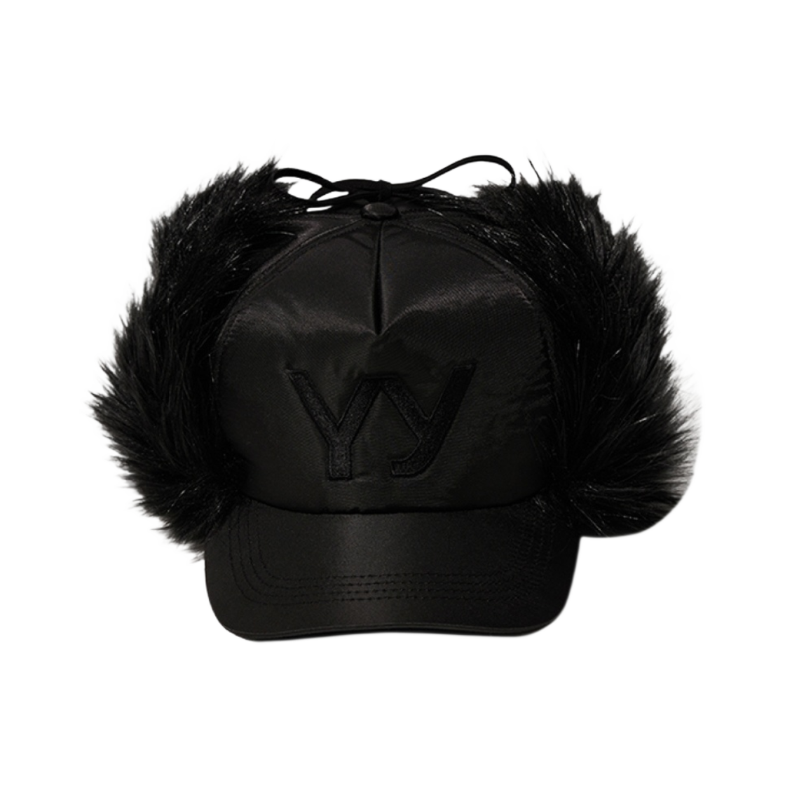 오픈 Yy 포우 퍼 이어플랩 캡 블랙(Open Yy Faux Fur Earflap Cap Black)