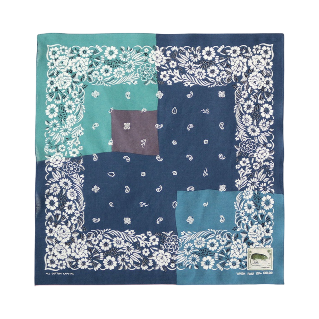 K2305XG542 Kapital Fastcolor Selvedge Bandana Garden Patchwork Navy