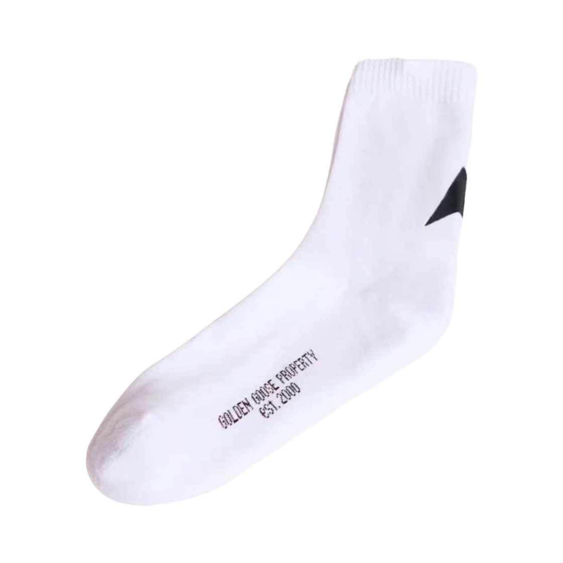 (W) 골든구스 스타 컬렉션 콘트라스팅 블랙 스타 삭스 화이트((W) Golden Goose Star Collection Socks with Contrasting Black Star White)