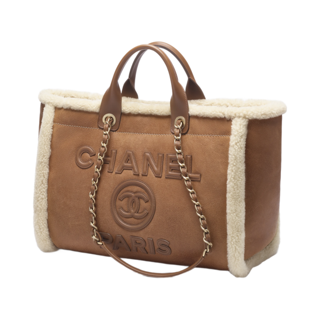 샤넬 라지 쇼핑백 시어링 램스킨 & 골드 메탈 브라운 베이지(Chanel Large Shopping Bag Shearling Lambskin & Gold Brown Beige) - 2