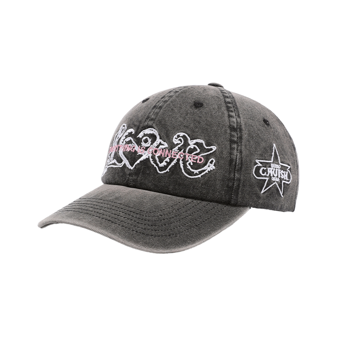 카비시 워시드 데님 EMB 볼캡 블랙(CAVISH Washed Denim EMB Ball Cap Black)