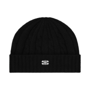 Celine Triomphe Cable-Knit Beanie in Cashmere Black