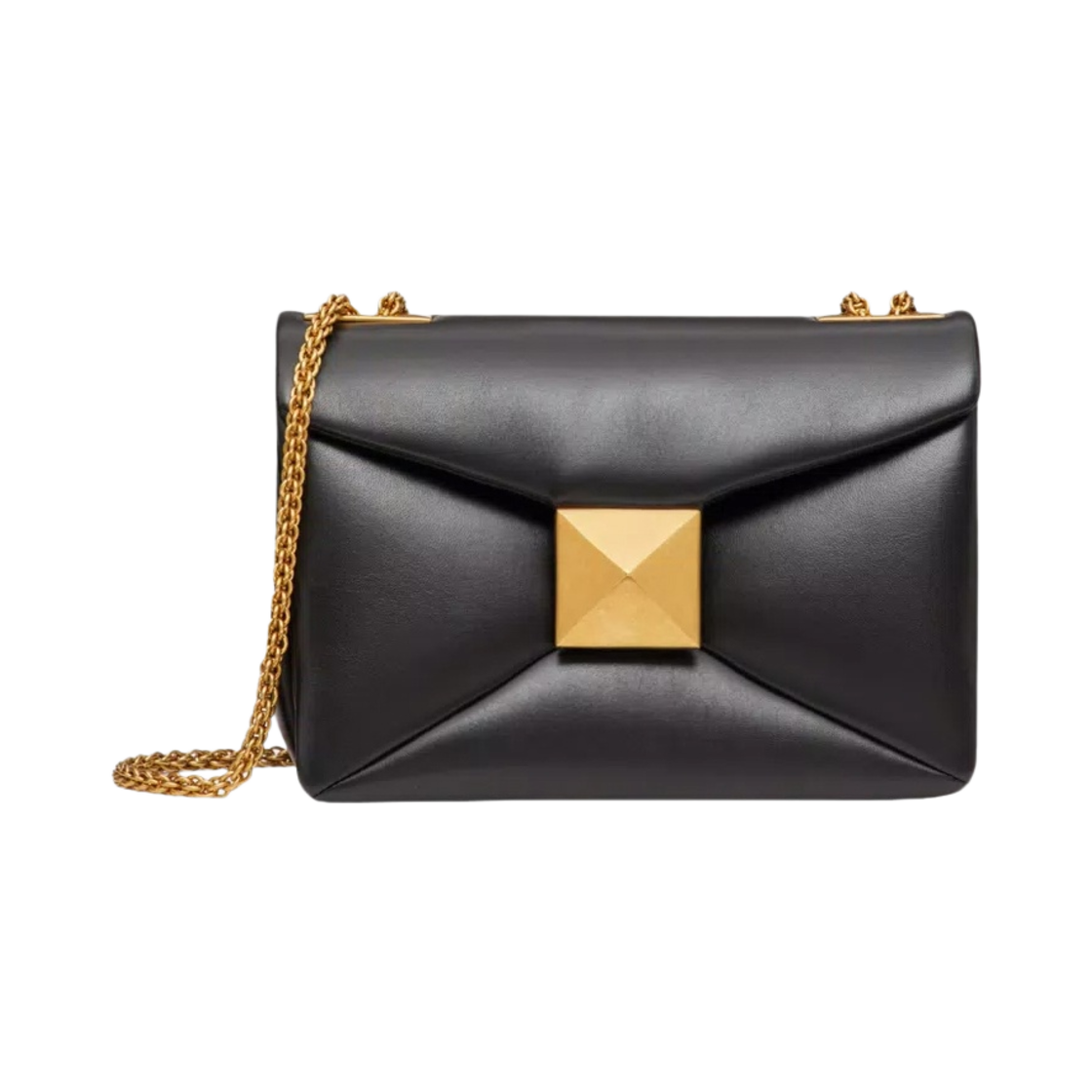 발렌티노 램스킨 나파 체인 원 스터드 숄더백 블랙(Valentino One Stud Shoulder Bag with Chain in Lambskin Nappa Black) - 1