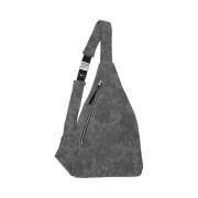 Haleine Jacquard Metal Buckle Layerd Strap Sling Bag Grey