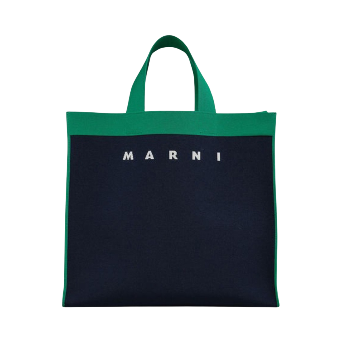 마르니 자카드 라지 쇼핑백 블루블랙 가든 그린 실크 화이트(Marni Jacquard Large Shopping Bag Blublack Garden Green Silk White) - 1
