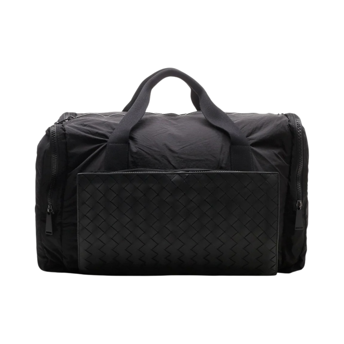 보테가 베네타 인트레치아토 디테일 더플백 블랙(Bottega Veneta Intrecciato Detail Duffle Bag Black) - 1