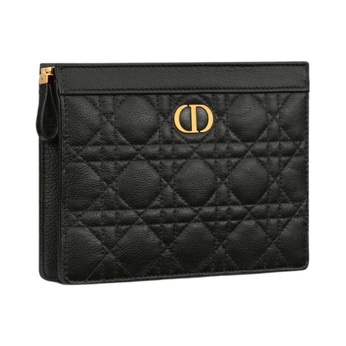디올 카로 체인 지퍼 파우치 서플 까나쥬 카프스킨 블랙(Dior Caro Zipped Pouch with Chain Supple Cannage Calfskin Black) - 2