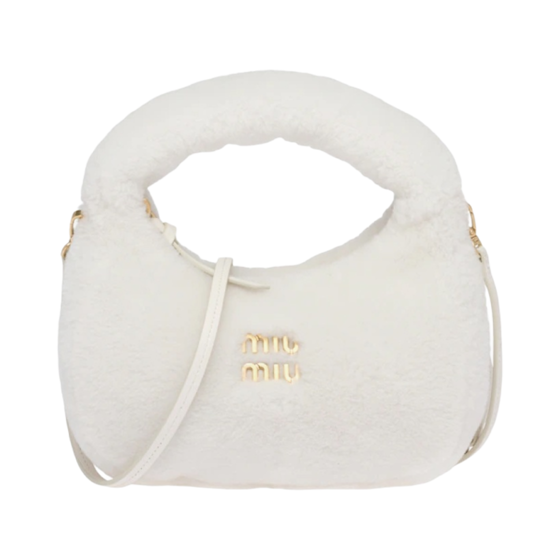 미우 미우 완더 양가죽 호보백 화이트(Miu Miu Wander Sheepskin Hobo Bag White) - 1
