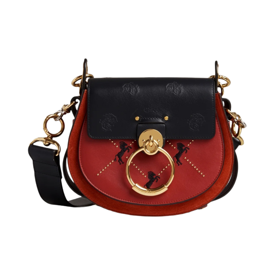 끌로에 스무스 카프스킨 자수 스몰 테스백 어스 레드(Chloe Small Tess Bag in Smooth Calfskin Embroidery Earthy Red) - 1