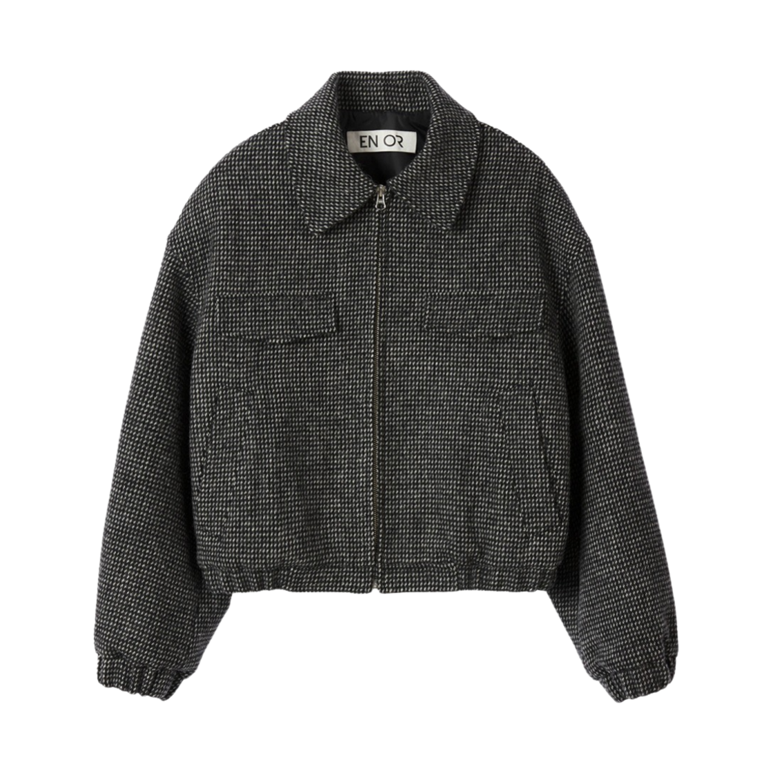 엔오르 우먼 트위드 제크 봄버 자켓 블랙