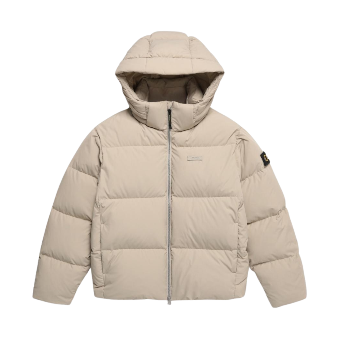 N244UDW851 National Geographic Cayman Short Length Goose Hood Down Jumper Beige