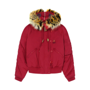 (W) Kenzo Short Hooded Parka Medium Red